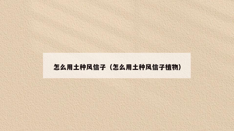 怎么用土种风信子(怎么用土种风信子植物)
