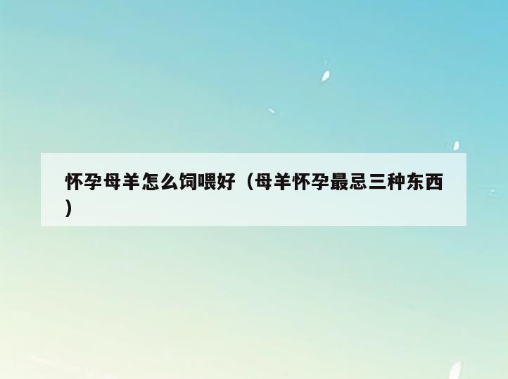 怀孕母羊怎么饲喂好(母羊怀孕最忌三种东西)
