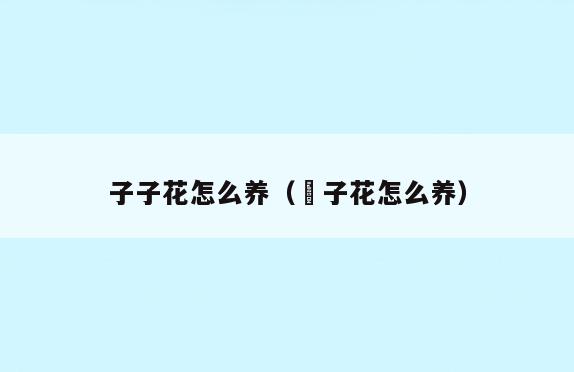 子子花怎么养(杍子花怎么养)