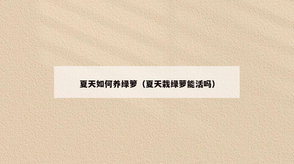 夏天如何养绿箩(夏天栽绿萝能活吗)