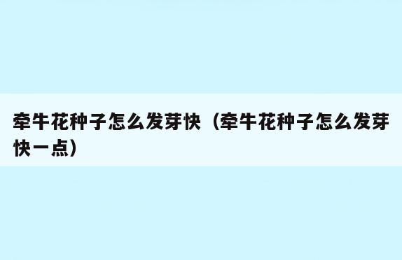 牵牛花种子怎么发芽快(牵牛花种子怎么发芽快一点)