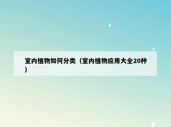 室内植物如何分类(室内植物应用大全20种)