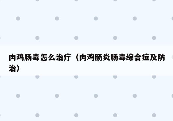 肉鸡肠毒怎么治疗(肉鸡肠炎肠毒综合症及防治)