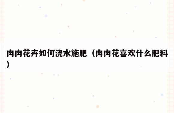 肉肉花卉如何浇水施肥(肉肉花喜欢什么肥料)