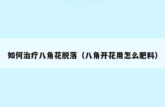 如何治疗八角花脱落(八角开花用怎么肥料)