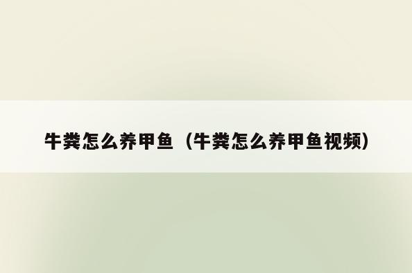 牛粪怎么养甲鱼(牛粪怎么养甲鱼视频)