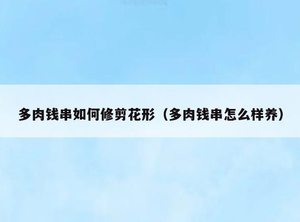 多肉钱串如何修剪花形(多肉钱串怎么样养)