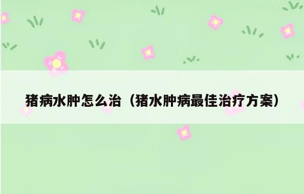 猪病水肿怎么治(猪水肿病最佳治疗方案)