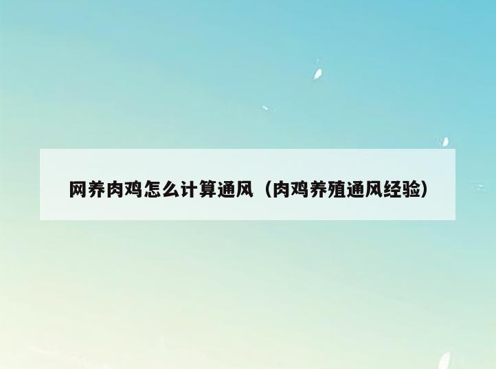 网养肉鸡怎么计算通风(肉鸡养殖通风经验)