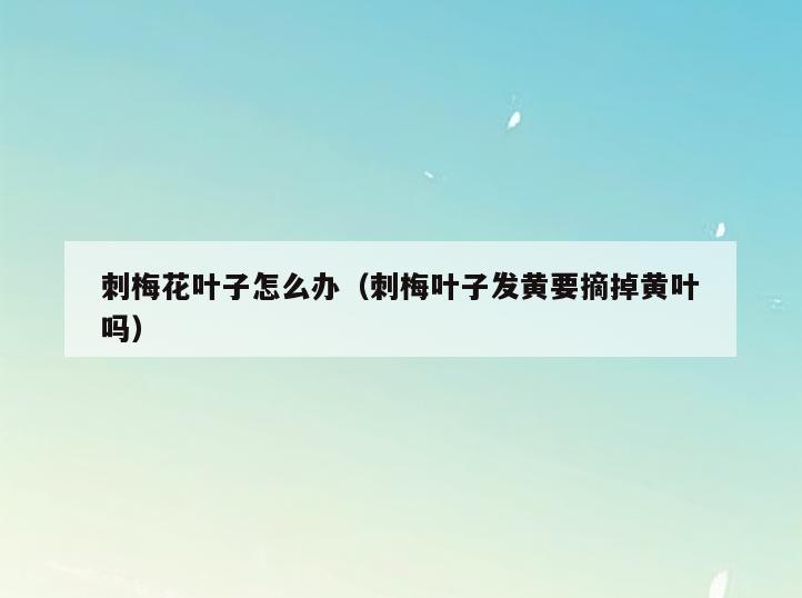 刺梅花叶子怎么办(刺梅叶子发黄要摘掉黄叶吗)
