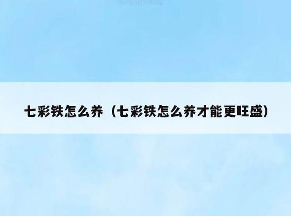 七彩铁怎么养(七彩铁怎么养才能更旺盛)