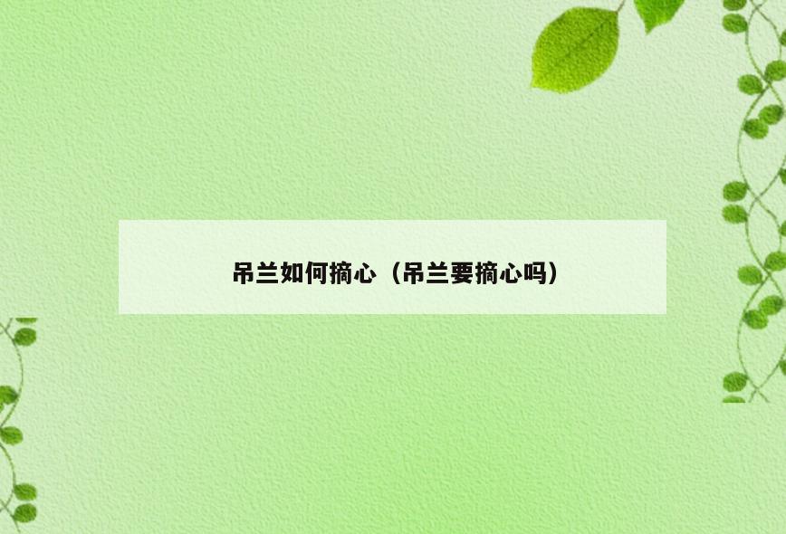 吊兰如何摘心(吊兰要摘心吗)
