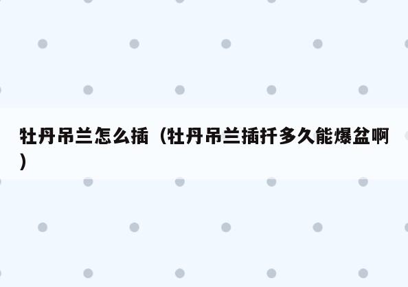 牡丹吊兰怎么插(牡丹吊兰插扦多久能爆盆啊)