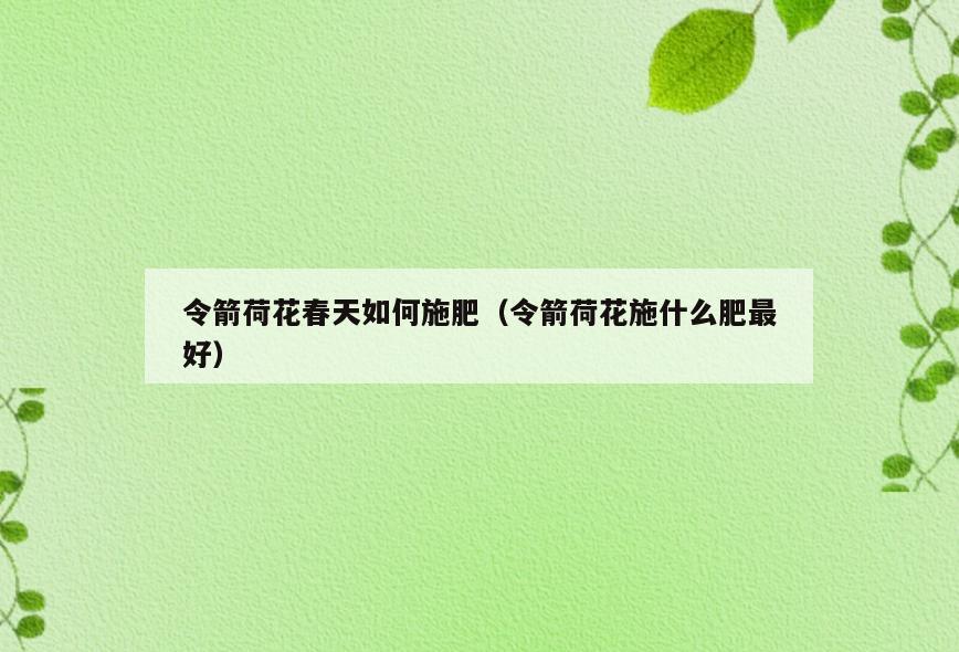 令箭荷花春天如何施肥(令箭荷花施什么肥最好)