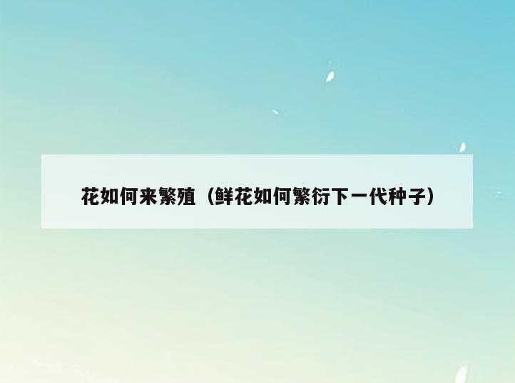 花如何来繁殖(鲜花如何繁衍下一代种子)