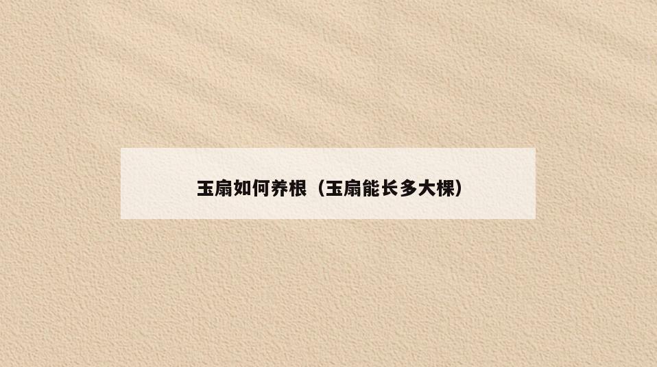 玉扇如何养根(玉扇能长多大棵)