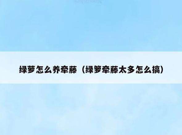 绿萝怎么养牵藤(绿箩牵藤太多怎么搞)