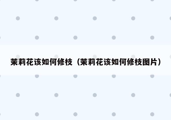 茉莉花该如何修枝(茉莉花该如何修枝图片)