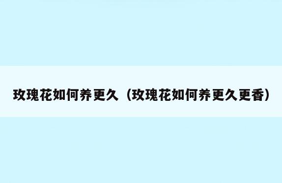 玫瑰花如何养更久(玫瑰花如何养更久更香)