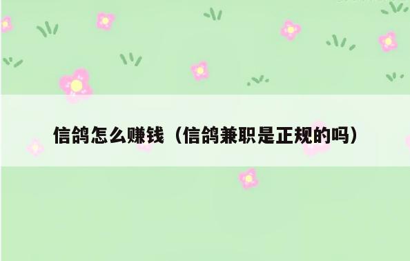 信鸽怎么赚钱(信鸽兼职是正规的吗)