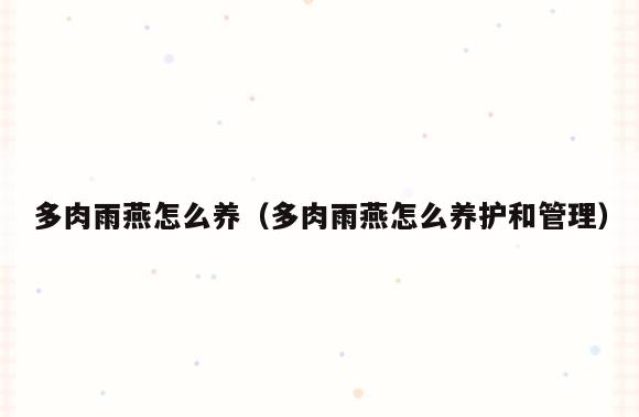多肉雨燕怎么养(多肉雨燕怎么养护和管理)