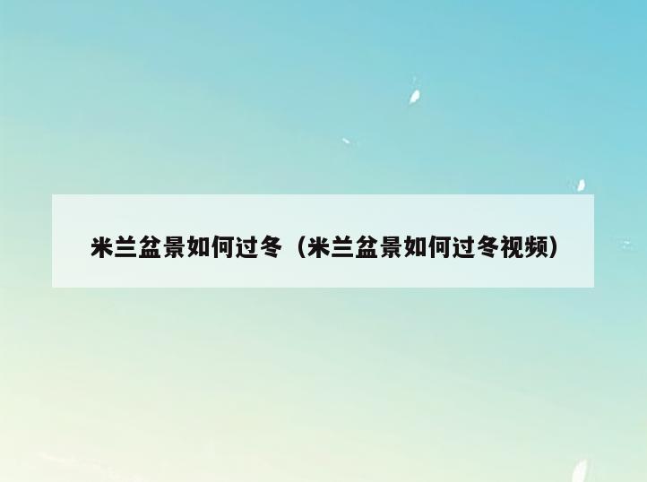 米兰盆景如何过冬(米兰盆景如何过冬视频)