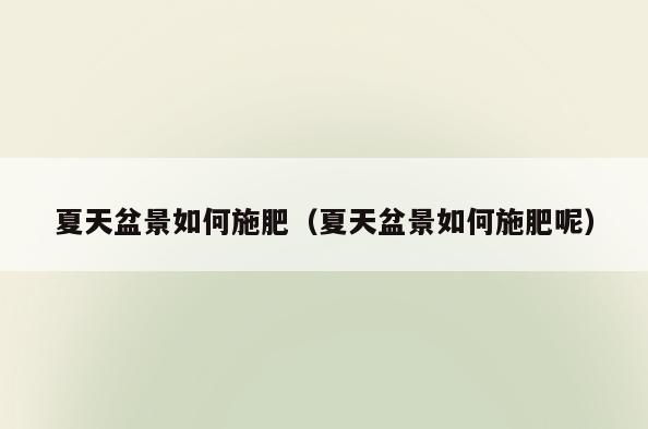 夏天盆景如何施肥(夏天盆景如何施肥呢)