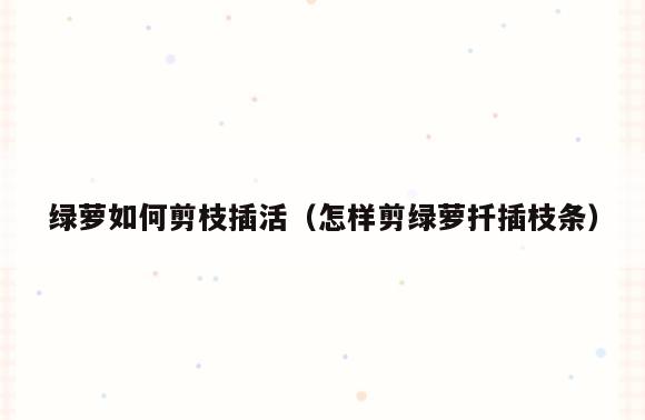 绿萝如何剪枝插活(怎样剪绿萝扦插枝条)