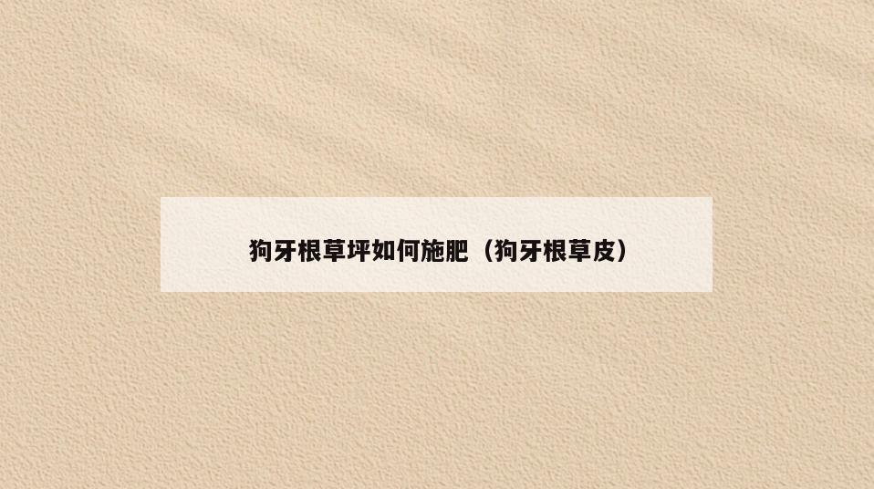狗牙根草坪如何施肥(狗牙根草皮)