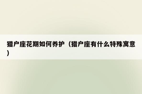 猎户座花期如何养护(猎户座有什么特殊寓意)