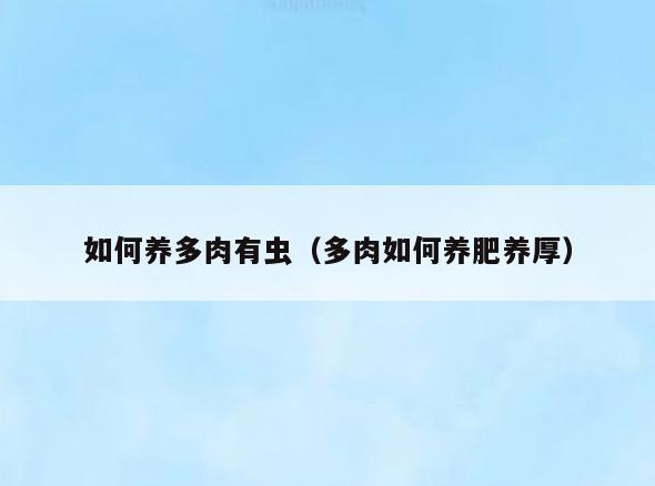 如何养多肉有虫(多肉如何养肥养厚)