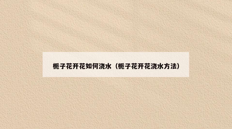 栀子花开花如何浇水(栀子花开花浇水方法)