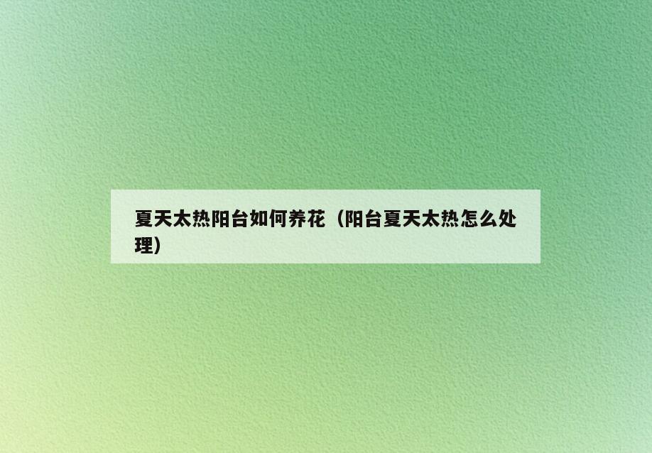 夏天太热阳台如何养花(阳台夏天太热怎么处理)