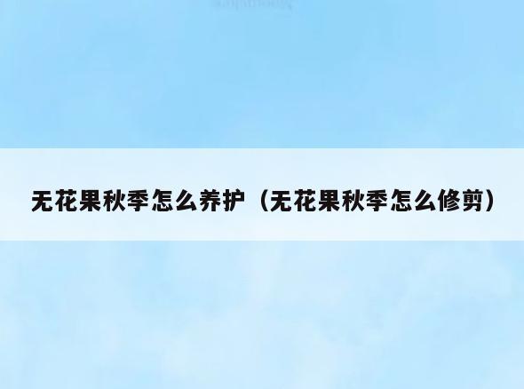 无花果秋季怎么养护(无花果秋季怎么修剪)