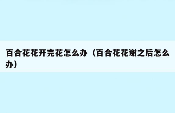 百合花花开完花怎么办(百合花花谢之后怎么办)
