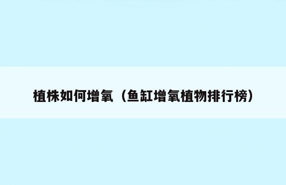 植株如何增氧(鱼缸增氧植物排行榜)