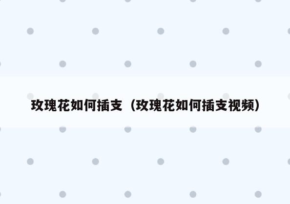 玫瑰花如何插支(玫瑰花如何插支视频)