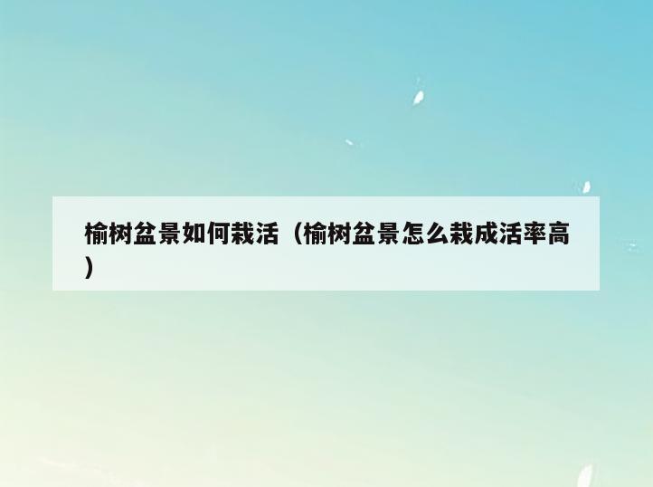 榆树盆景如何栽活(榆树盆景怎么栽成活率高)