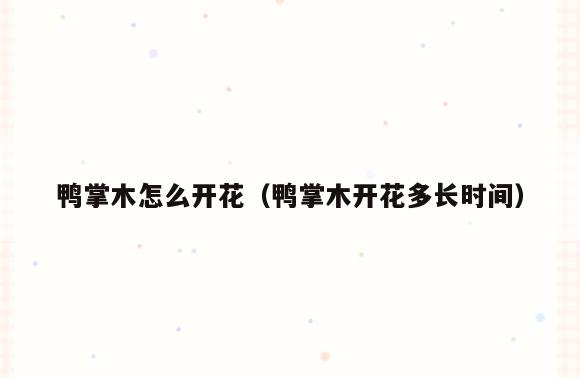 鸭掌木怎么开花(鸭掌木开花多长时间)