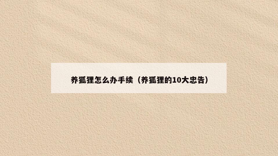 养狐狸怎么办手续(养狐狸的10大忠告)