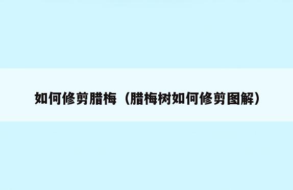 如何修剪腊梅(腊梅树如何修剪图解)