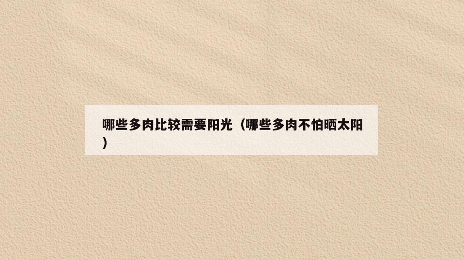 哪些多肉比较需要阳光(哪些多肉不怕晒太阳)