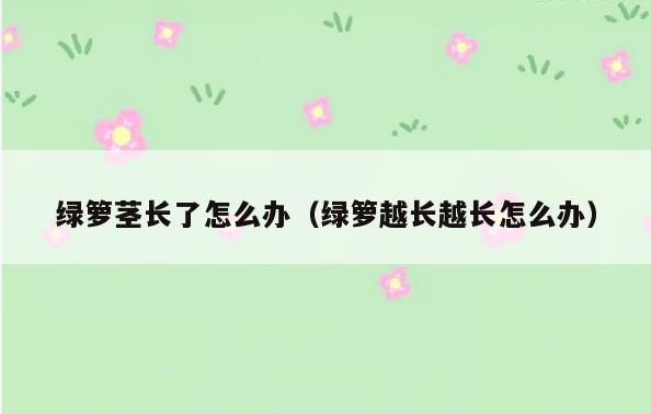 绿箩茎长了怎么办(绿箩越长越长怎么办)