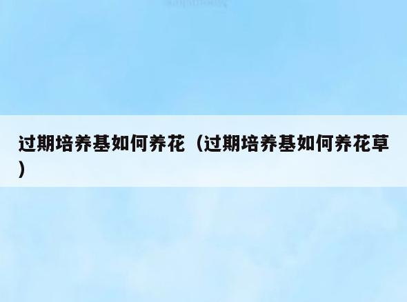 过期培养基如何养花(过期培养基如何养花草)