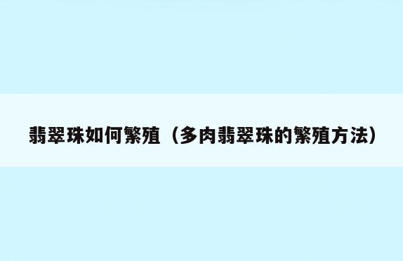 翡翠珠如何繁殖(多肉翡翠珠的繁殖方法)