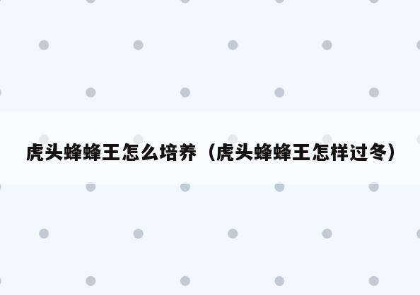 虎头蜂蜂王怎么培养(虎头蜂蜂王怎样过冬)