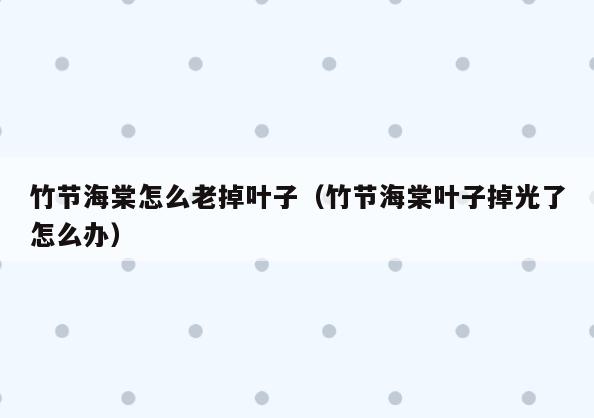 竹节海棠怎么老掉叶子(竹节海棠叶子掉光了怎么办)