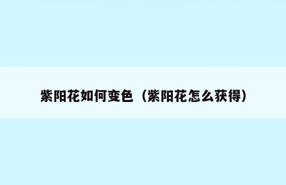 紫阳花如何变色(紫阳花怎么获得)