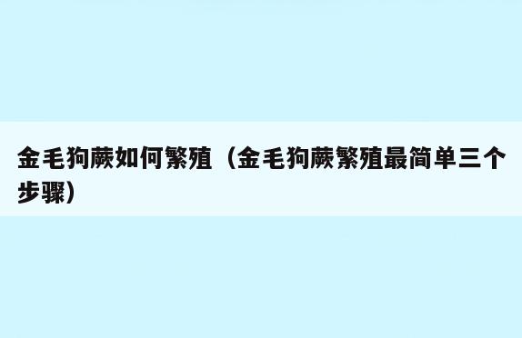金毛狗蕨如何繁殖(金毛狗蕨繁殖最简单三个步骤)