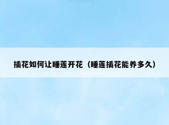插花如何让睡莲开花(睡莲插花能养多久)